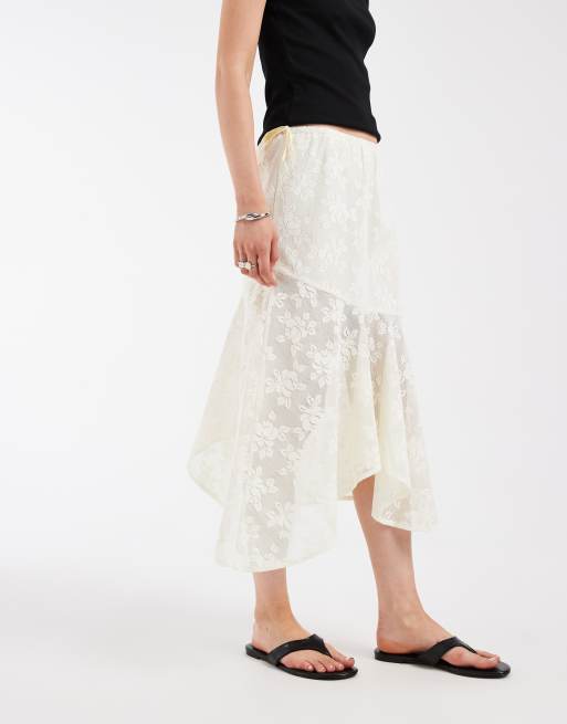 Muse Assembly - Mindy - Falda midi con bajo de picos de jacquard, 3 de 6