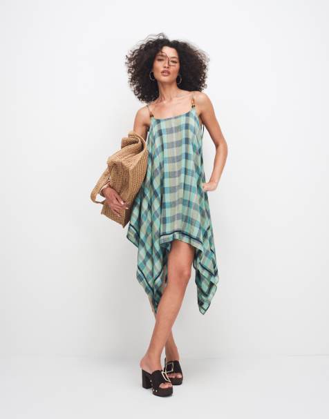 Muse Assembly Olivia hankerchief hem check midi dress - view 1