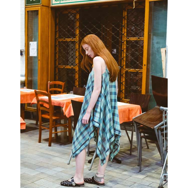 Muse Assembly Olivia hankerchief hem check midi dress | ASOS