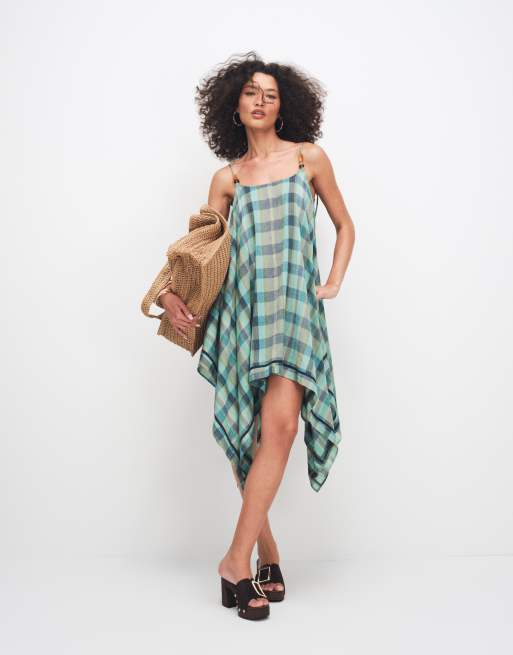 Muse Assembly Olivia hankerchief hem check midi dress, 5 of 7