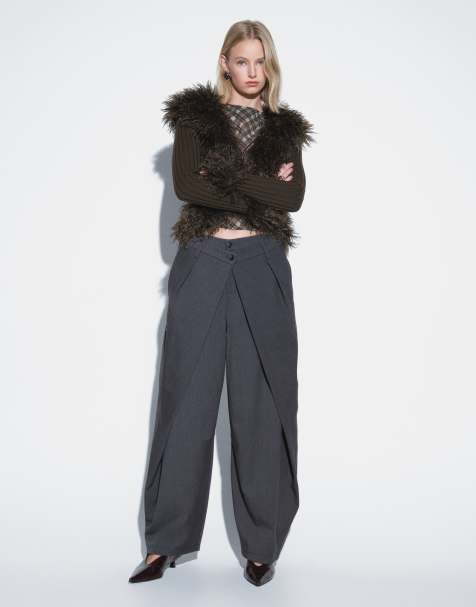 Muse Assembly pantaloni milena con dettaglio doppia vita in grigio - view 1