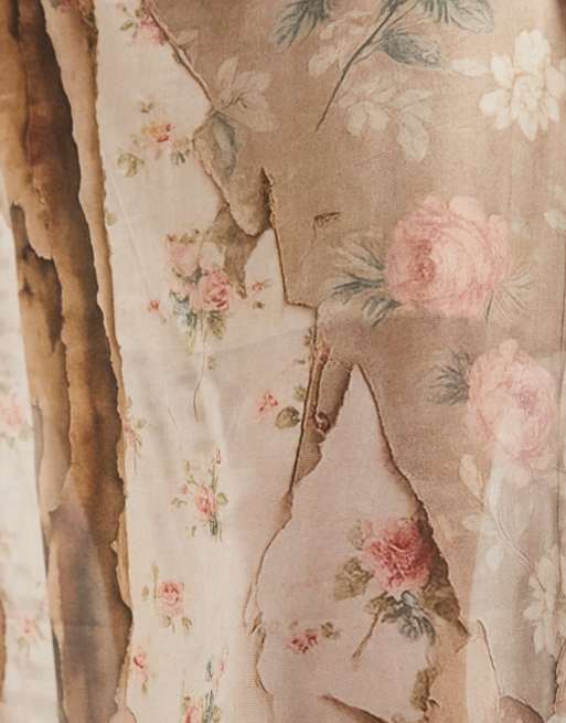 Muse Assembly printed organza maxi skirt in muted florals, 6 of 6