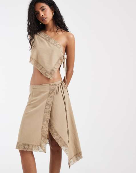 Muse Assembly Rae lace trim tie side skirt co-ord - view 1
