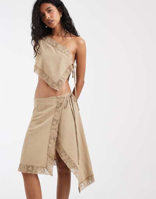 Muse Assembly Rae lace trim tie side skirt co-ord, 2 of 5