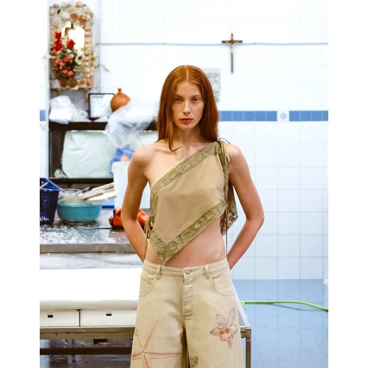 Muse Assembly Rae lace trim tie up scarf top - part of a set | ASOS