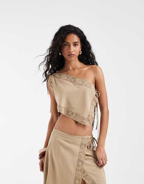 Muse Assembly - Rae - Top stile foulard allacciato con finiture in pizzo in coordinato - view 1