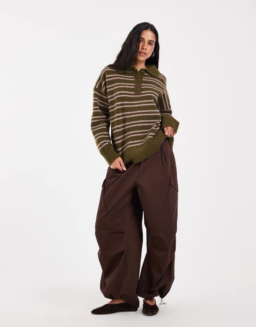 Muse Assembly rugby sydney knitted jumper in pink green stripe, 3 of 5