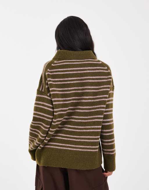 Muse Assembly rugby sydney stickad tröja i rosa och grön rand, 5 av 5