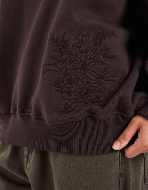 Muse Assembly - sudadera marrón ciruela con bordado de cervatillo, 4 de 5