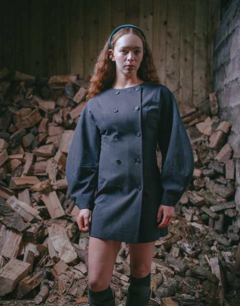 Muse Assembly tailored audrey mini dress in charcoal - view 1