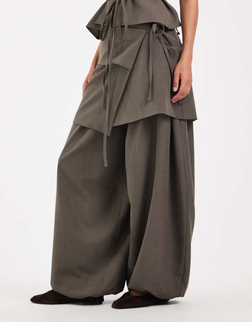 Muse Assembly tie detail milly skrousers in grey co-ord, 3 of 6