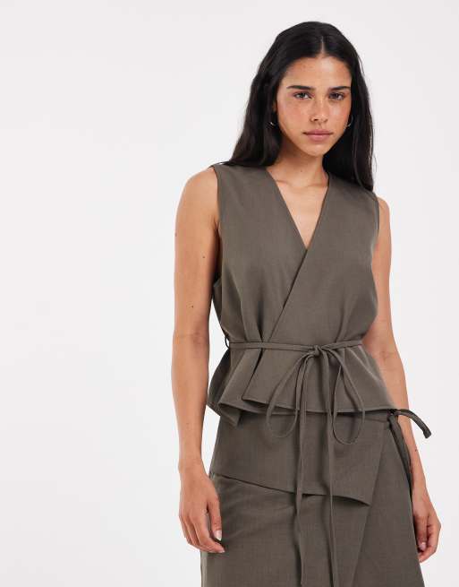 Muse Assembly tie detail milly skrousers in grey co-ord, 3 of 3