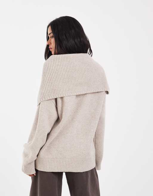 Muse Assembly vest met oversized kraag Fiona in havermoutkleur, 5 van 5