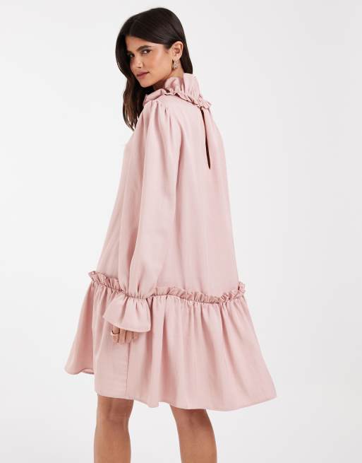 Muse Assembly vestito demi a collo alto rosa chiaro, 3 di 4