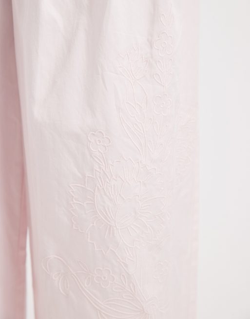 Muse Assembly Viviene embroidered pale pink tailored pants, 5 of 6