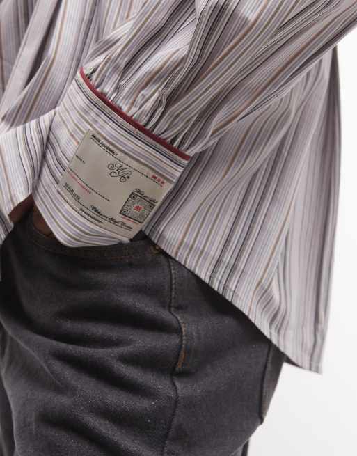 Muse Assembly western balloon sleeve sinched waist stripe shirt, 3 of 4