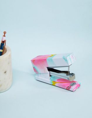 Mustard – Rosa häftapparat med marmormönster-Flerfärgad