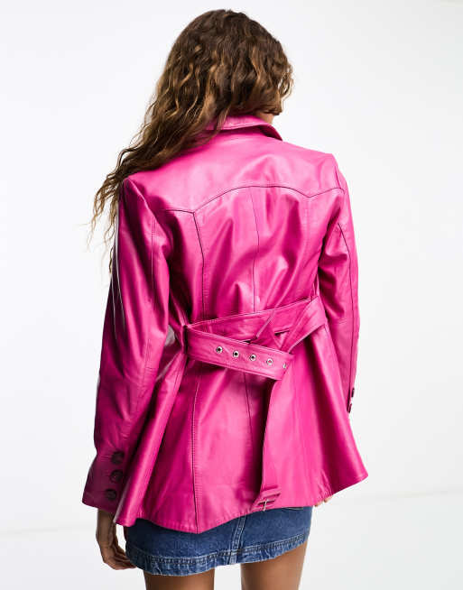 Asos pink leather jacket hotsell