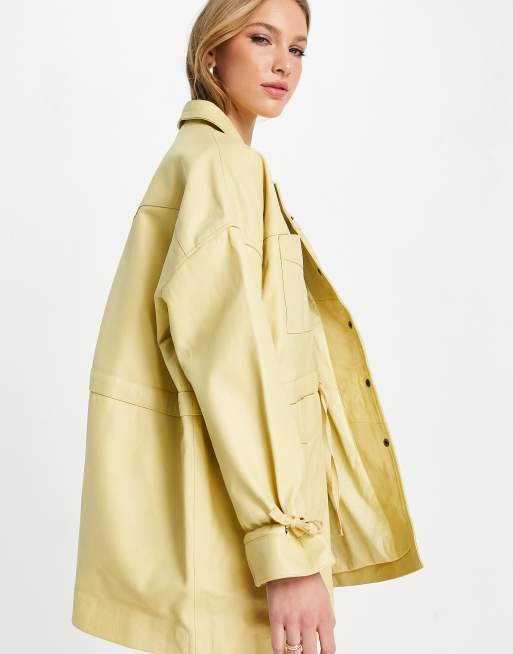 Muubaa - Alep - Giacca in pelle giallo burro con coulisse in vita