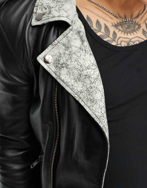 Black Leather Jacket For Men : Leather Biker Jacket Skull