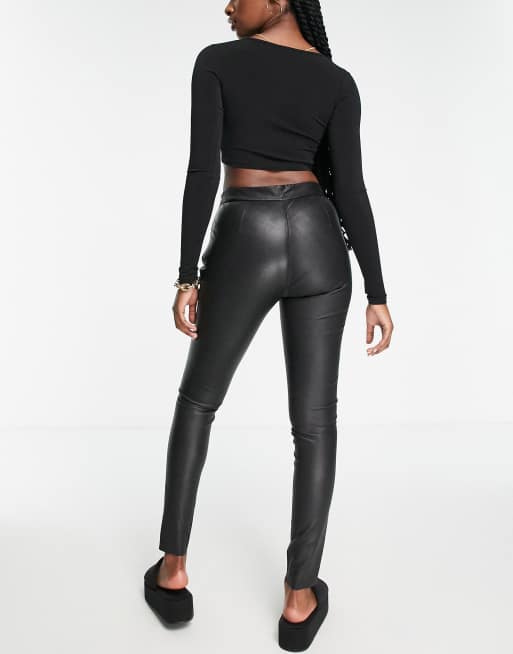 High waisted store stretch leather pants