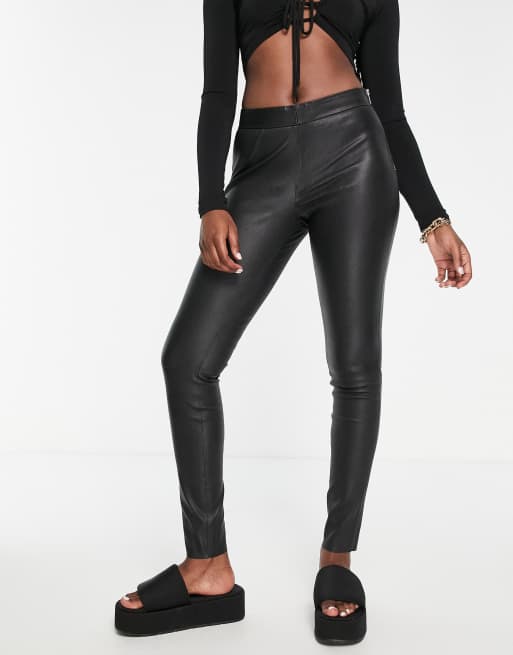 Muubaa classic high waist stretch leather leggings in black, 3 of 4