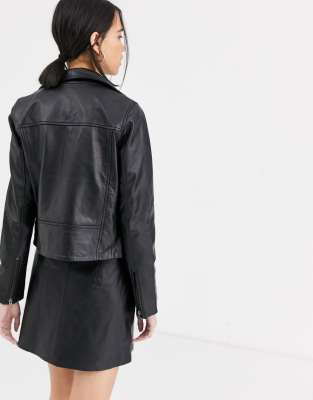 traditional leather biker jacket