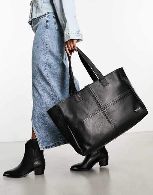 MuuBaa – Czarna skórzana torba oversize typu tote 