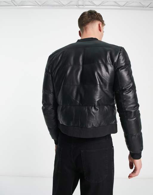 Puffer All Saints Giacca Pelle Uomo Muubaa Giacca Bomber In Pelle