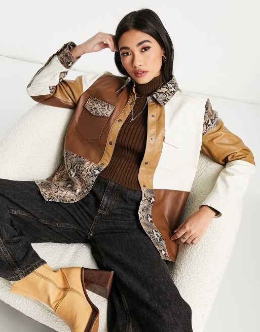 Muubaa - Giacca in pelle patchwork multicolore