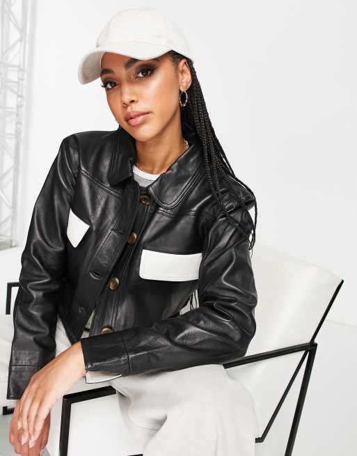 Muubaa - Giacca squadrata nera color block in coordinato