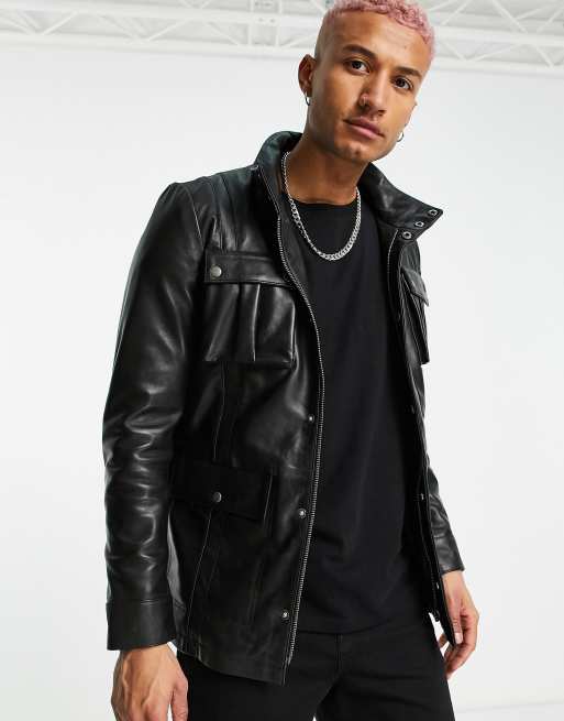 Muubaa harrier utility leather jacket with quilted lining | ASOS