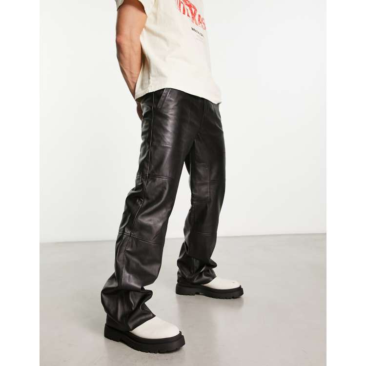 black leather baggy pants