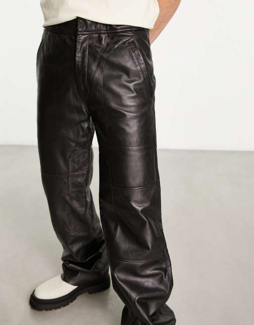 Jaop Take It Back Faux Leather Baggy Pants - Black