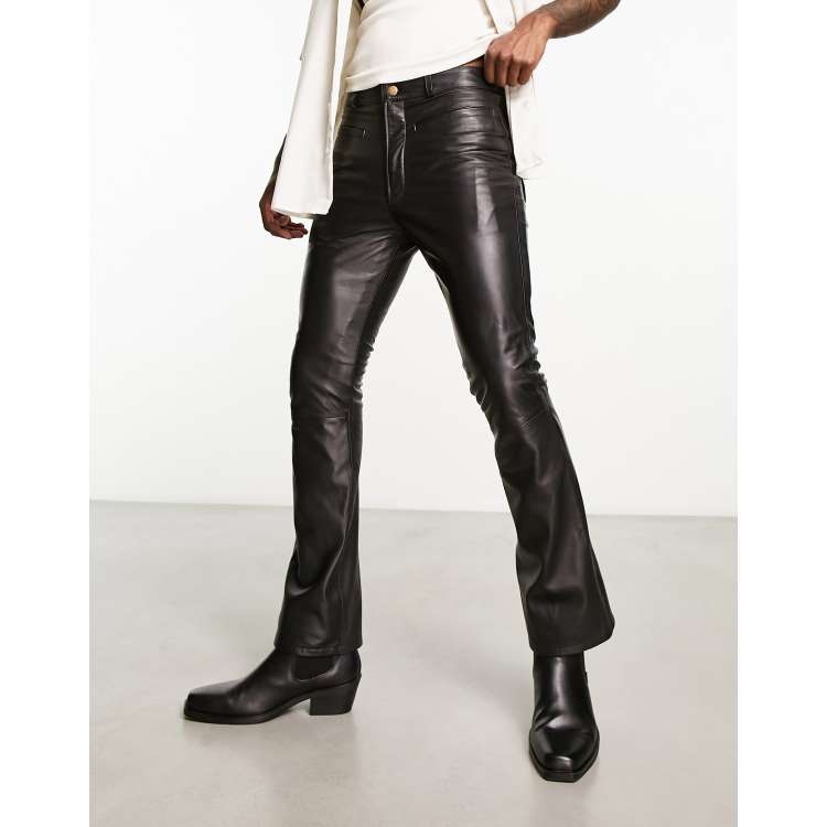 Muubaa high rise slim fit bootcut leather pants in black