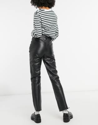 black leather jeans high waisted