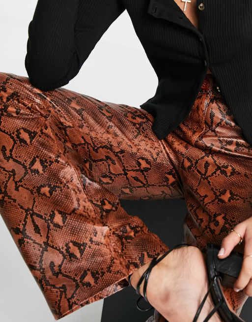 Muubaa high waist wide leg leather pants in animal print - part of