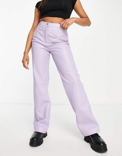 Muubaa high waist wide leg leather trousers in lilac