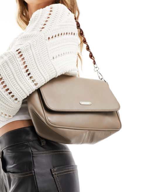 Taupe leather 2025 shoulder bag