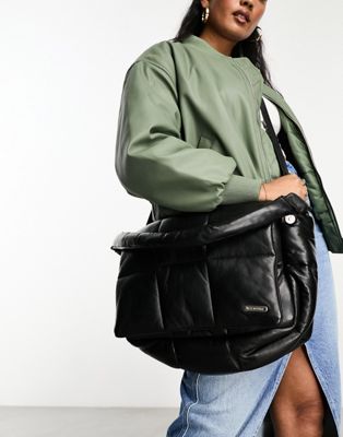 MuuBaa leather square quilted baguette bag in black