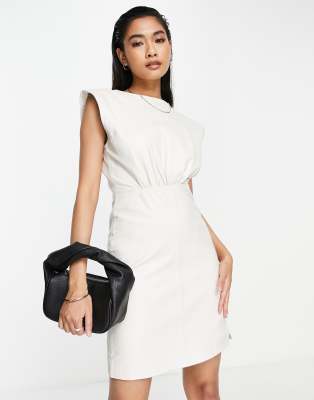 Muubaa Muubaa leather structured mini dress in eggshell-White
