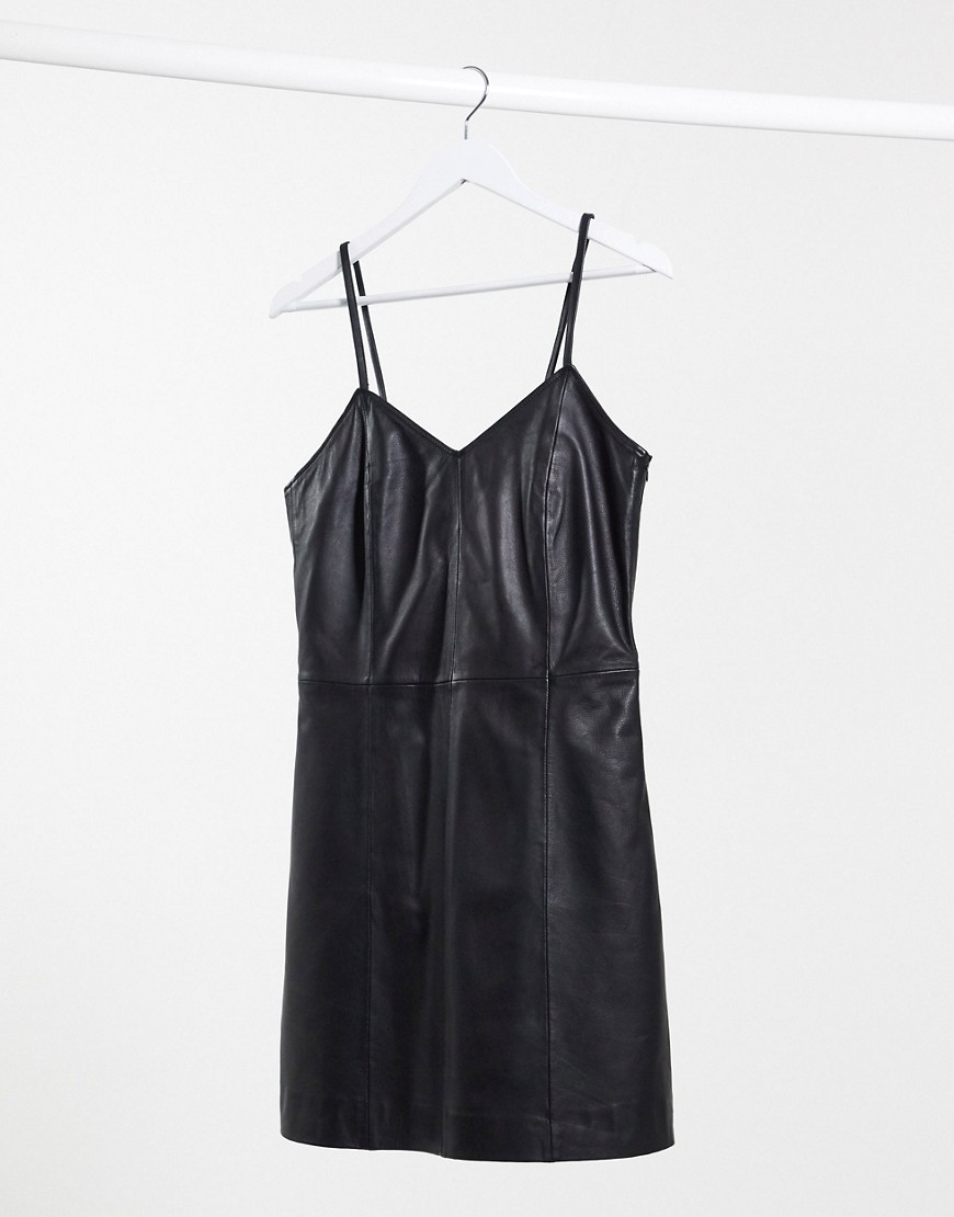 Muubaa - Leren cami-jurk in zwart