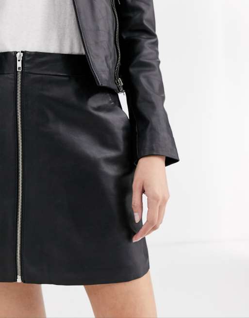 Leren rok met rits hot sale