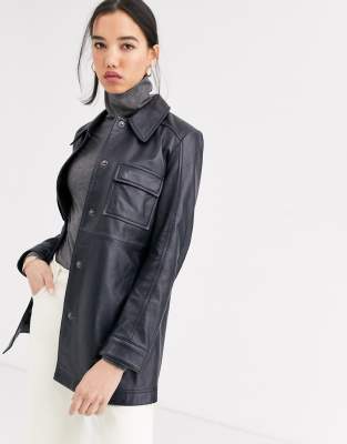 longline leather jacket