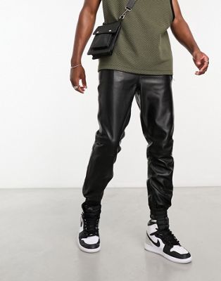 Muubaa loose fit leather joggers with zipped pockets