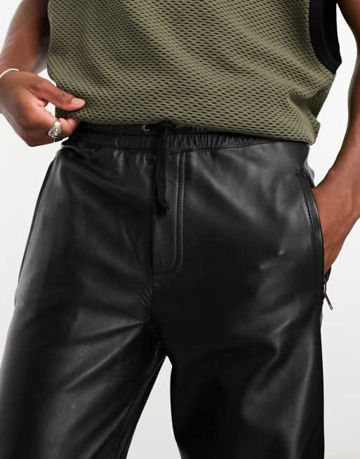 Mens discount leather joggers