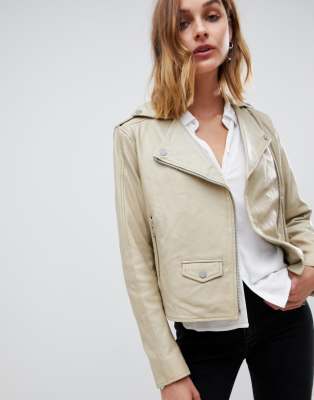 cream leather coat