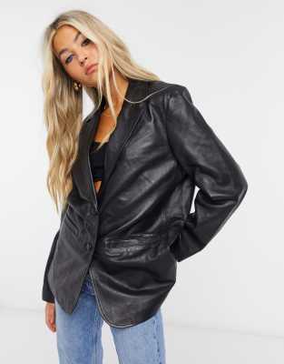 Muubaa oversized boxy leather blazer in black φωτογραφία