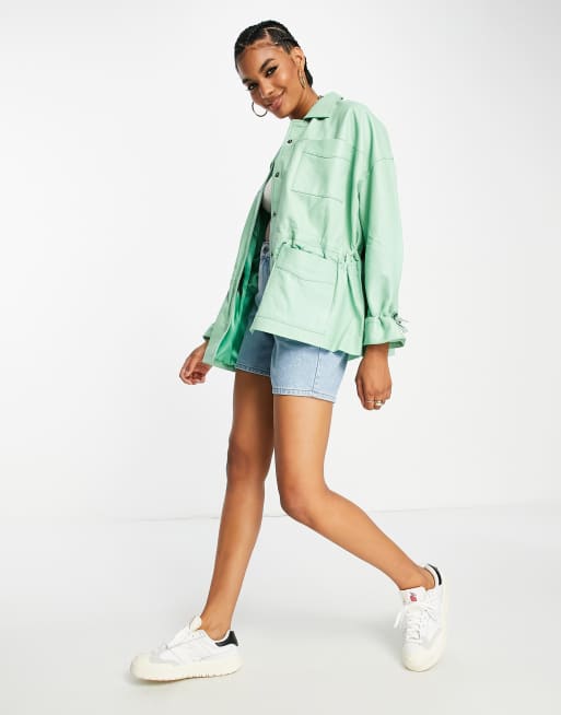 Mint green moto on sale jacket