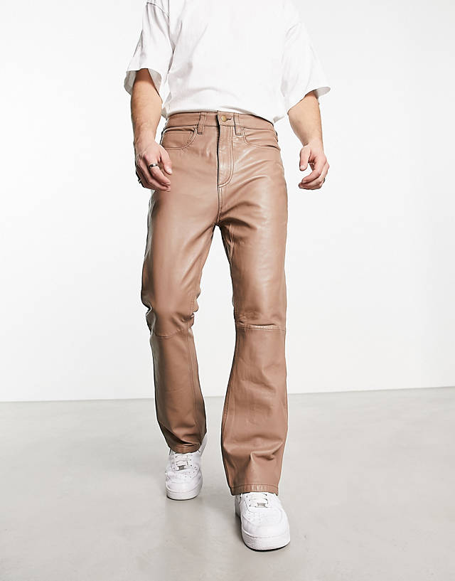 Muubaa - oversized leather workwear trousers in brown